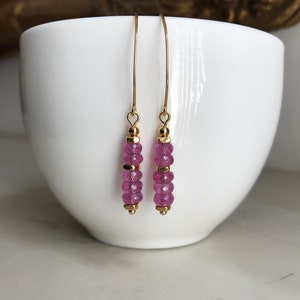 Ruby (pink) + Thai hill Tribe Silver 24k gold vermeil handmade earrings, genuine pink rubies, July birthstone, genuine gemstone E781