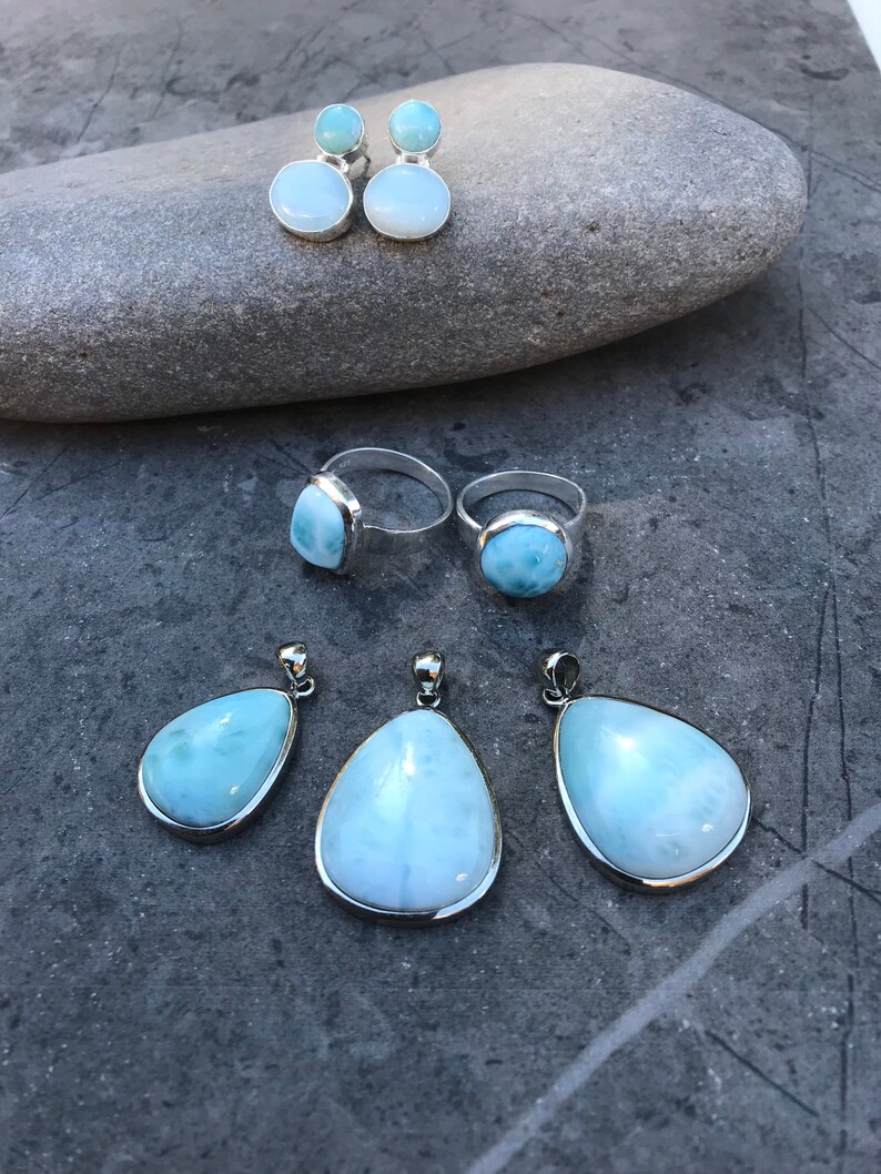Larimar ring 925 Silver Ring R17 size us 7.high grade stone.gift for her