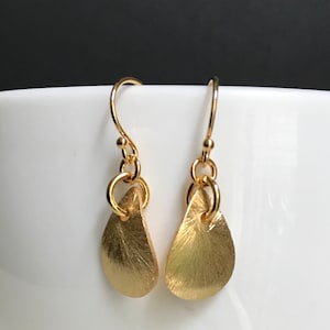 Gold vermeil earrings, Thai hill tribe silver 24k gold vermeil earrings, small earrings E884