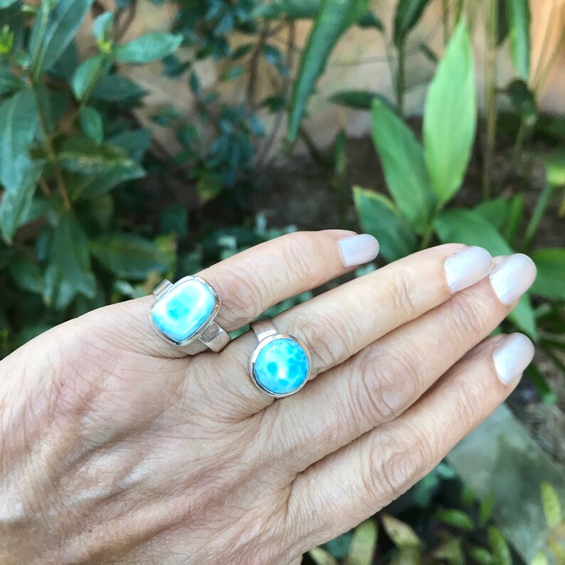 Larimar ring 925 Silver Ring R17 size us 7.high grade stone.gift for her