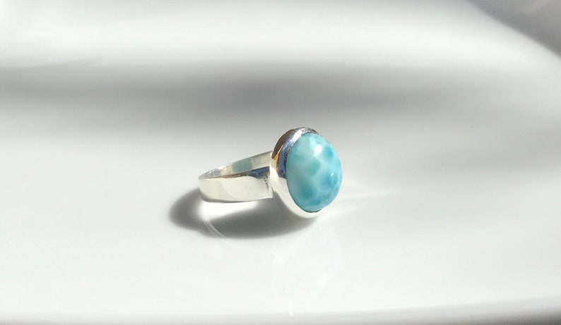 Larimar ring 925 Silver Ring R17 size us 7.high grade stone.gift for her