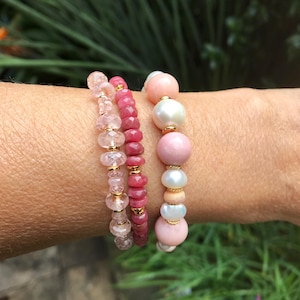 Ruby + Thai hill Tribe Silver 24k gold vermeil bracelet, handmade genuine gemstone jewellery, ruby jewellery B756