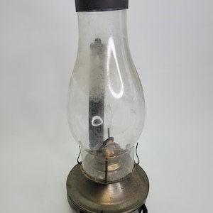 Antique tin/metal wall oil lamp