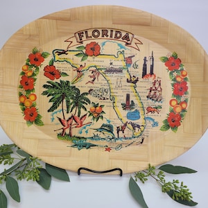 Vintage Bamboe Souvenir dienblad. FLORIDA