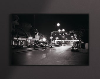 No. 5 "Empty Streets of Desire" - Physical Fine Art Photography Print, black and white print, Athens, urban, cityscape, night photography