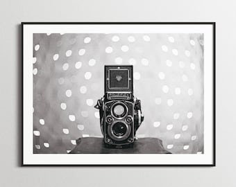 Impresión fotográfica con cámara Rolleiflex – Fotografía en blanco y negro, formato medio