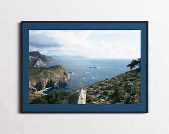Grafika Morza Egejskiego – Port Leros, krajobraz greckiej wyspy