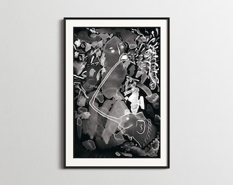 Abstrakcyjny surrealistyczny wydruk artystyczny, plakat w technice mieszanej, akwarela