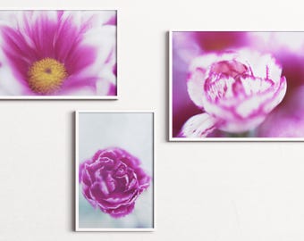 Zestaw wydruków fotografii kwiatowej – zdjęcia kwiatów na kliszy analogowej, sztuka ścienna