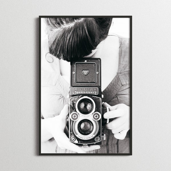 No. 38 "Lee with Rolleiflex" - Physical fine art photography print, print, portrait, medium format, camera, girl, rollei poster, rolleiflex