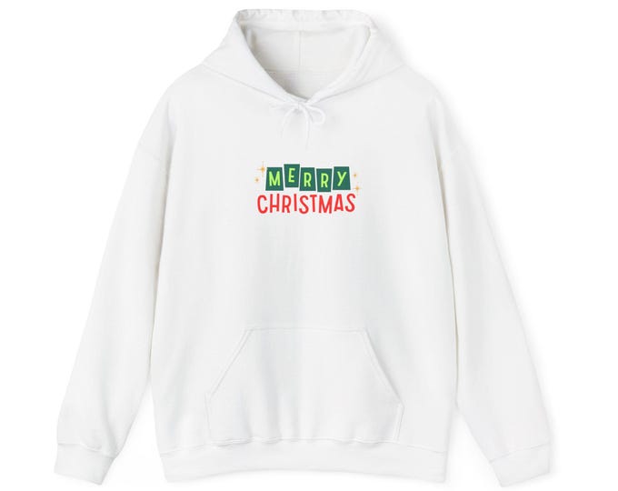 Retro Merry Christmas Hoodie, Festive Holiday Sweatshirt, Vintage Xmas Jumper, Cozy Winter Clothing, Unisex Christmas Pullover