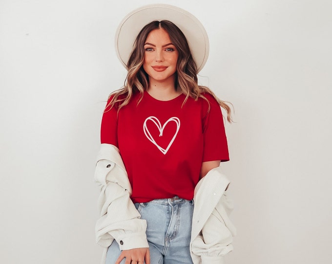 Heart Short Sleeve Tee Clothing - Gender-Neutral Adult Clothing - Tops & Tees - T-shirts Valentines day wife girlfriend