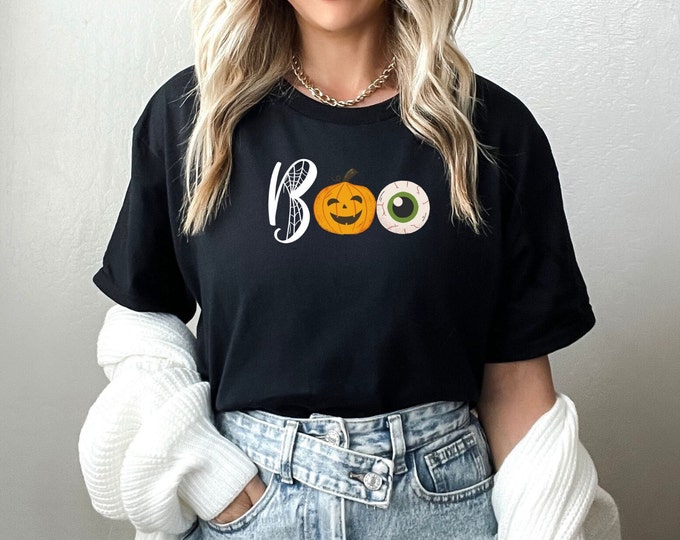 Boo Black Cotton Tee/Halloween tee/Halloween Tshirt/ Tshirt