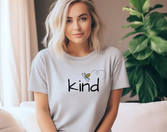 Be Kind Graphic Tee, Nature Lover Shirt, Beekeeper Gift, Botanical Print Top, Garden Enthusiast Apparel