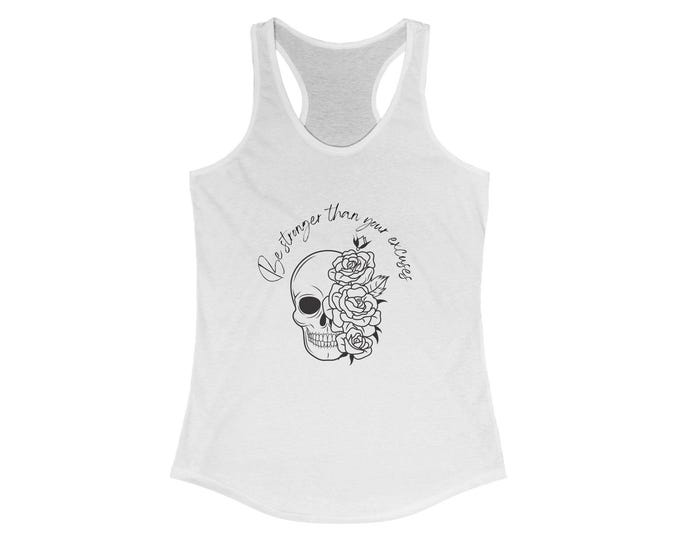 Motivational Workout Tank Top, Gym Shirt, Fitness Apparel, Inspirational Women's Tank, Exercise Gear for Her, Strong Women Racerback