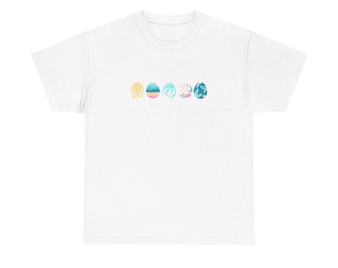 Easter Egg T-Shirt, Spring Holiday Tee, Pastel Colors Graphic Top, Unisex Cotton Shirt, Egg Hunt Apparel, Bunny Rabbit Design