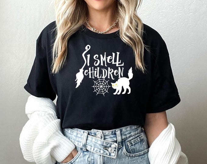 Halloween Cotton Tee, I Smell Children Shirt, Witchy Unisex T-Shirt, Spooky Tee, Halloween Costume Top, Halloween Party Shirt