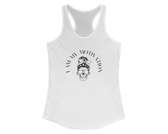 Workout Motivation Women's Ideal Racerback Tank, Skull with Bun, Gym Tank Top, Fitness Apparel, Active Wear, Workout Clothes