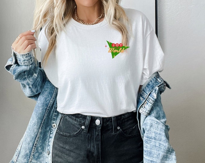 Retro Joy to the world Cotton Tee Tshirt Christmas
