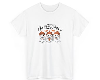 Halloween Ghost Tee: Unisex Heavy Cotton Costume Shirt