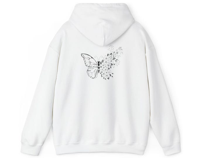 Butterfly Hoodie, Nature Lover Gift, Butterfly Sweatshirt, Garden Theme Top, Pullover, Outdoor Fashion, Wildlife Lover Clothing