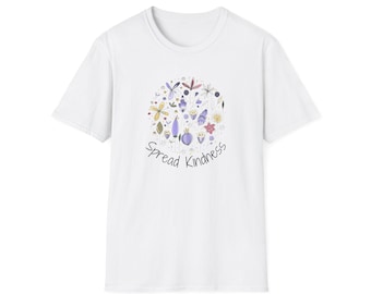 Kindness Tshirt, Spread Love Tee, Inspirational Shirt, Positive Vibes Top, Unisex Softstyle T-Shirt for Men and Women