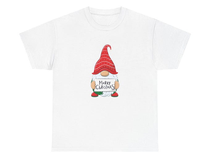 Christmas Gnome T-Shirt, Holiday Graphic Tee, Festive Unisex Shirt, Merry Xmas Clothing, Cute Nordic Design