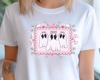 Cute Ghosts T-Shirt, Halloween Tee, Spooky Apparel, Floral ghost tee,Onesie,toddler t-shirt