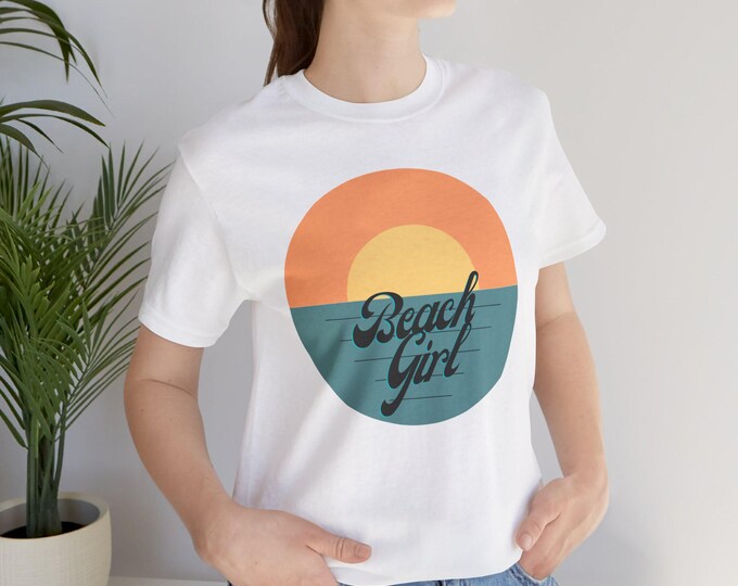 Beach Girl Tshirt - Unisex Jersey Short Sleeve Tee, Summer Graphic Tee, Ocean Lover Shirt, Vacation Apparel, Coastal Vibes Top, Beachwear