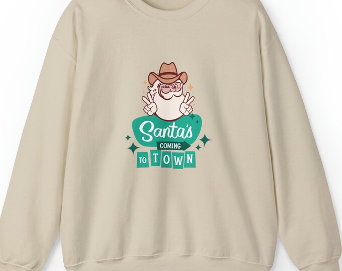 Christmas sweatshirt/Retro Santa Claus/Santa is coming to town/ christmas gift/ christmas present/ Crewneck Sweatshirt/comfy/santa hoodie