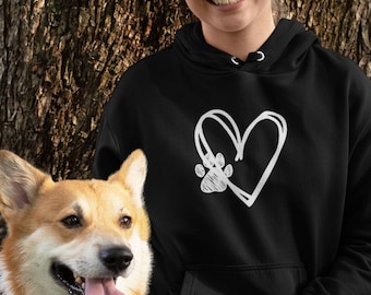 Heart dog paw Valentines day Unisex Heavy Blend Hooded Sweatshirt