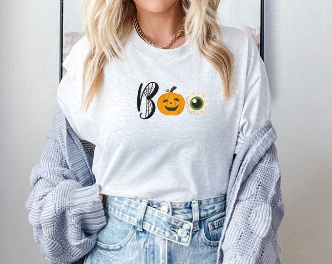 Boo Halloween Unisex Tee Tshirt, Cotton Shirt for Men and Women, Halloween Graphic Tee, Scary Halloween Costume Shirt, Spooky Holiday