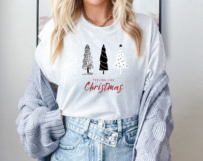 Feeling like christmas Merry Christmas gift present Cotton Tee Tshirt