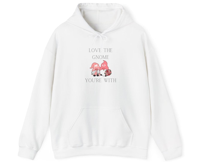 Gnome Love Hoodie, Unisex Sweatshirt, Cozy Winter Jumper, Gift for Gardeners, Cute Outdoor Gnome, Funny Garden Sweatshirt