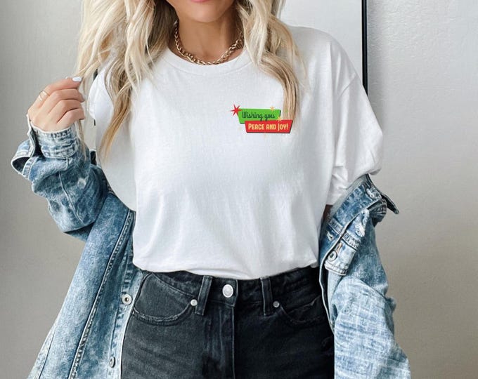 Retro Wishing you peace and joy Cotton Tee Tshirt, Vintage Graphic Tee, Unisex Shirt, Retro Style Tee, Peace and Joy Tee, Gift for Him or