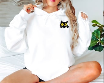 Blaxk Cat Hooded Sweatshirt Hoodie comfy cozy warm Halloween