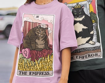 The Original Sad Cat Meme The Empress Tarot Shirt, Tarot Card Shirt, Witchy Clothing, Crying cat meme shirt, witch cat tarot, sad cat meme