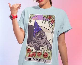 Wizard Cat The Magician T Shirt, Tarot Card Shirt, Witchy Clothing, Whoosh Wizard Cat shirt, cat meme gift, meme t shirt, sad cat meme shirt