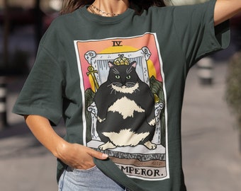 The Original Sad Cat Meme Emperor Standing Chonky Cat Tarot Shirt, Tarot Card Shirt, Witchy Clothing, Crying cat meme shirt, sad cat meme