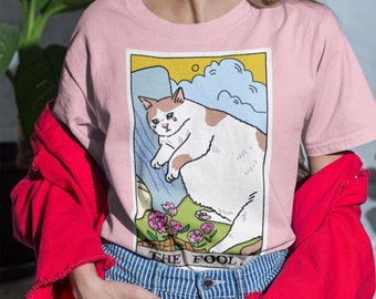 The Original Sad Cat Meme The Fool Tarot Shirt, Tarot Card Shirt, Witchy Clothing, Crying cat meme shirt, witch cat tarot, sad cat meme