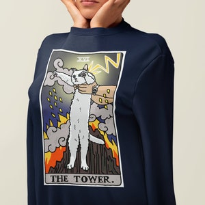 Cursed Cat The Tower Sweatshirt, Long Cat Meme Shirt, witchy black cat, halloween Shirt, Witchy Clothing, spooky funny Cat meme gift shirt