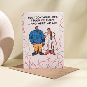 Aquí estamos tarjeta de aniversario, tarjeta de amor significativa, papelería neutral en tono tierra, tarjeta de amor conmovedora, viaje de amor, el camino conduce a usted