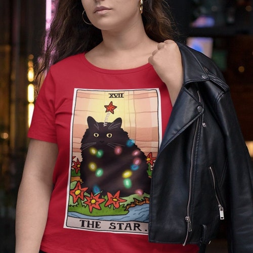 Christmas Cat Meme Tarot T Shirt the Star Chocolate Cat Star Etsy