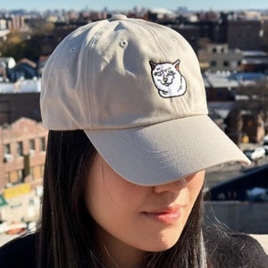 Original Sad Cat Meme Embroidered Dad Hat – Sad Cat, Crying Cat Meme, Funny Cat Hat, Cap for Cat Owner, Gift Cat Owner, Cat Themed Present