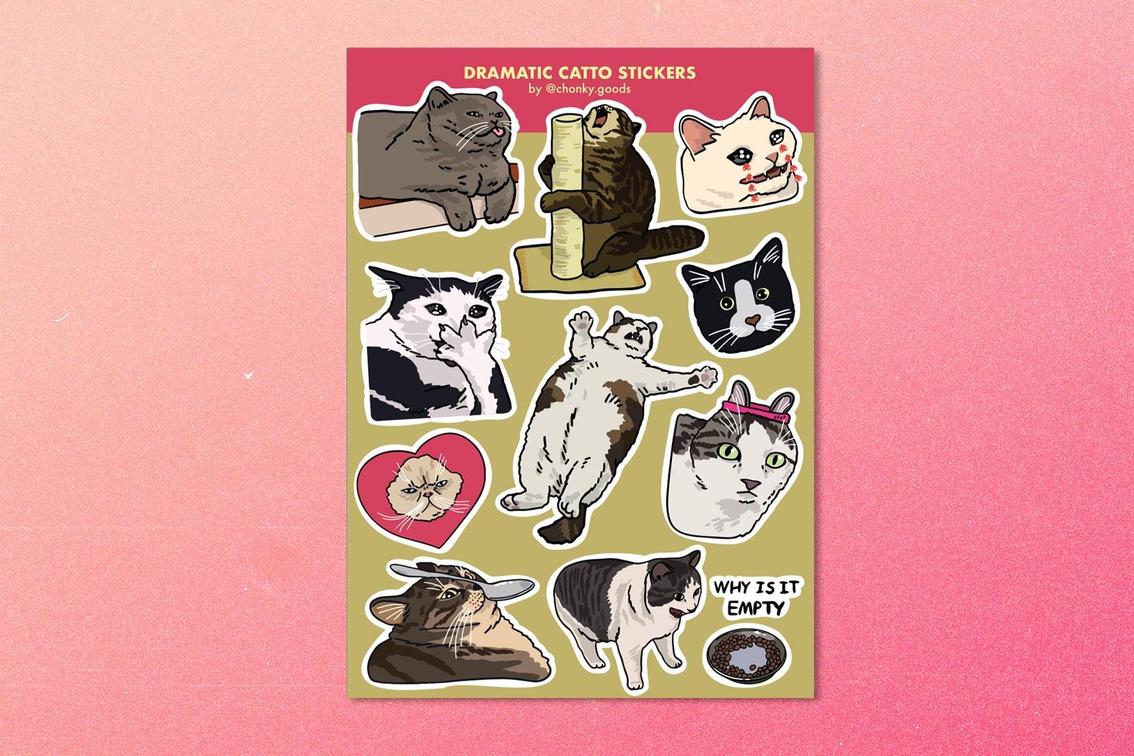Cat Meme Sticker Sheet (part1/2)– Cute Cat Sticker, Funny Cat Meme ...