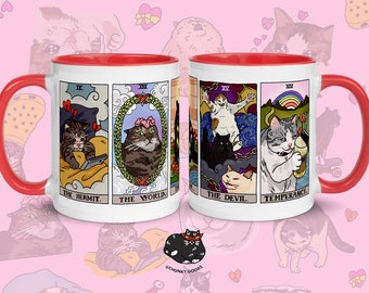 The Original Tarot Cat Meme Coffee Mug, cat mom coffee mug, witchy mug, sad cat meme coffee mug, tarot coffee mug, tarot cat coffee mug