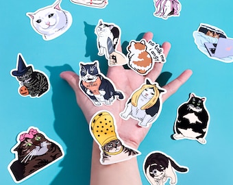 Cat Meme Stickers – funny meme Sticker, sad cat meme, animal meme laptop stickers, cute cat meme stickers, pop culture stickers, kawaii cat