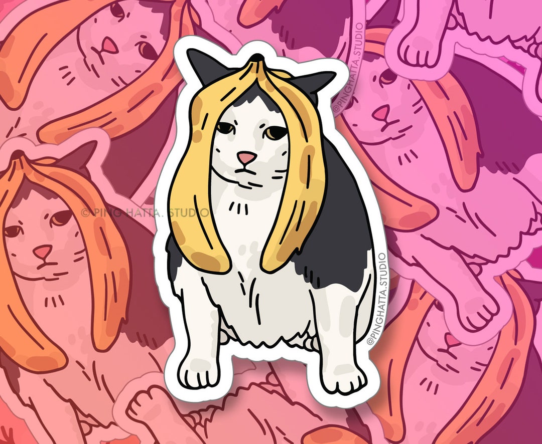 Banana Cat Meme Sticker Cat Meme Sticker, Sad Cat Meme, Cat Water
