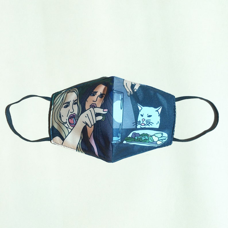 Meme Angry Woman Vs Cat Face Mask Crying Cat Meme Meme Etsy