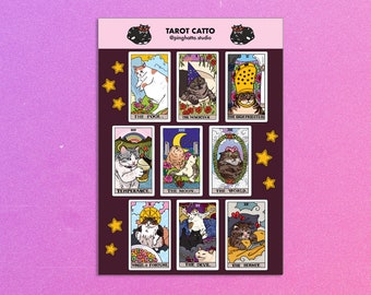 Tarot Cat Meme Sticker sheet 1 – chonky cat meme sticker, crying cat meme, cursed cat sticker, crying cat meme cat sticker